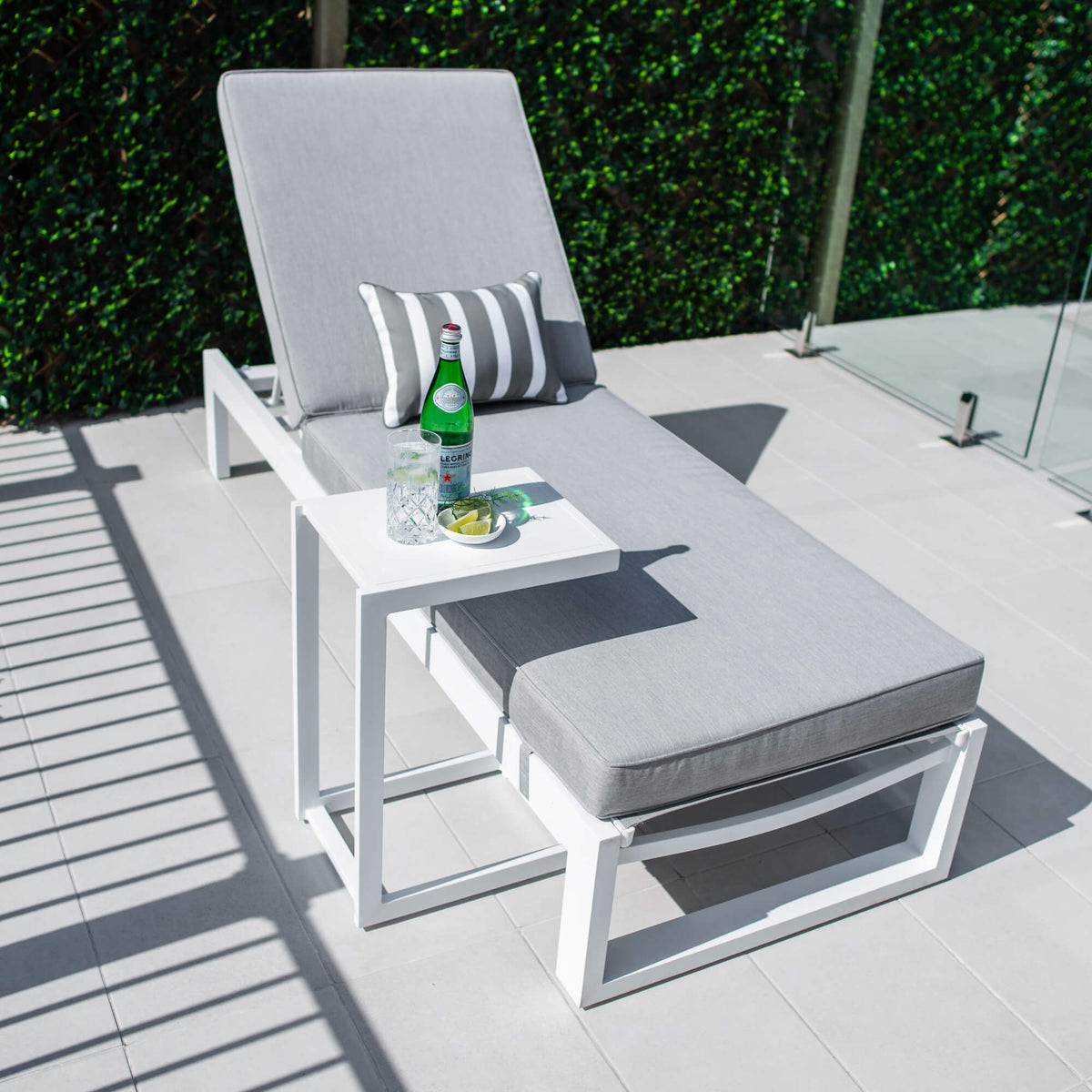 best-outdoor-furniture-Milan Menzin w/Cushion  - Outdoor Sun Lounge #color_WHITE GREY