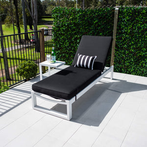 best-outdoor-furniture-Milan Menzin w/Cushion  - Outdoor Sun Lounge #color_BLACK WHITE