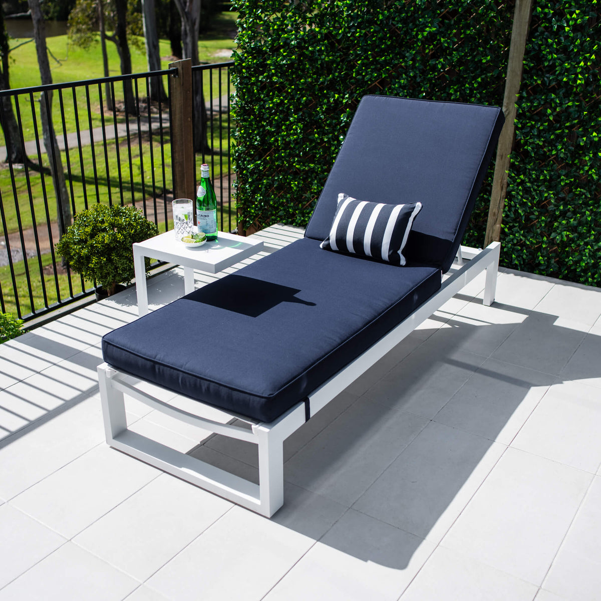 best-outdoor-furniture-Milan Menzin w/Cushion  - Outdoor Sun Lounge #color_WHITE NAVY
