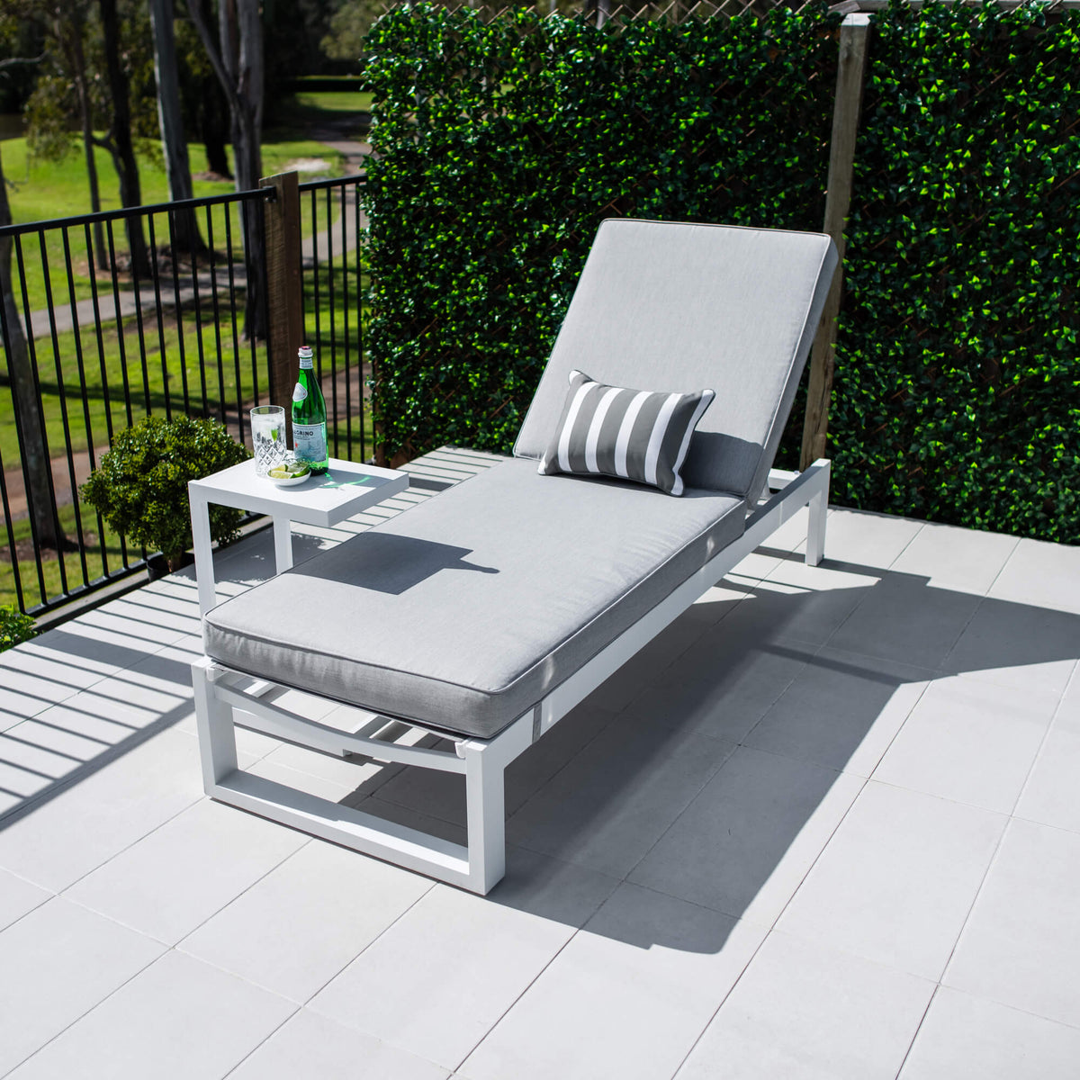 best-outdoor-furniture-Milan Menzin w/Cushion  - Outdoor Sun Lounge #color_WHITE GREY