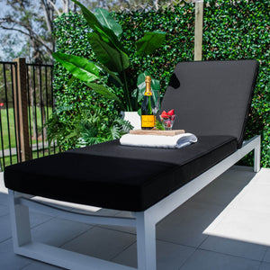 best-outdoor-furniture-Milan w/Cushion - Outdoor Sun Lounge #color_WHITE-BLACK