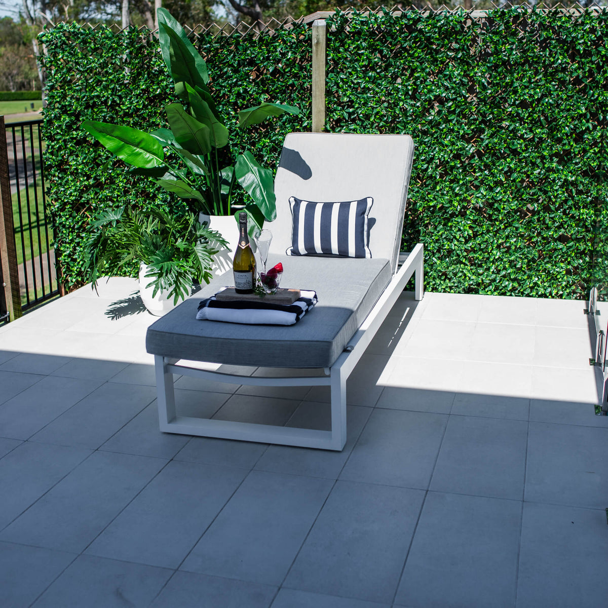 best-outdoor-furniture-Milan w/Cushion - Outdoor Sun Lounge #color_WHITE-GREY