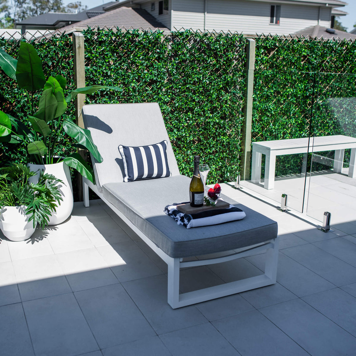 best-outdoor-furniture-Milan w/Cushion - Outdoor Sun Lounge #color_WHITE-GREY