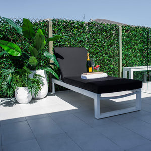 best-outdoor-furniture-Milan w/Cushion - Outdoor Sun Lounge #color_WHITE-BLACK