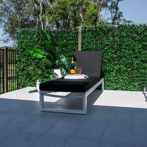 best-outdoor-furniture-Milan w/Cushion - Outdoor Sun Lounge #color_WHITE-BLACK
