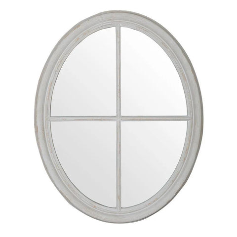 Hamptons Oval Mirror - Light Grey