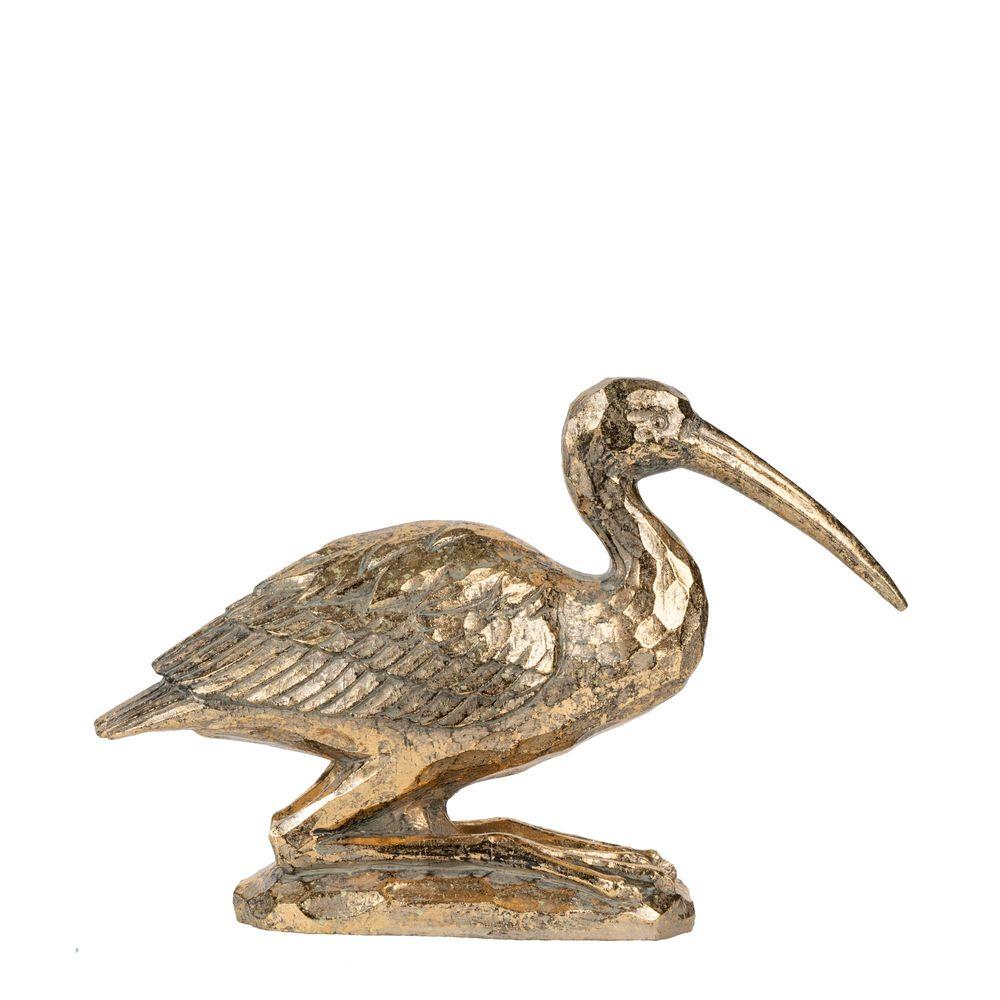 Kneeling Crane Sculpture Gold