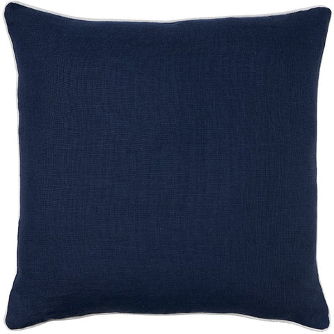Linen Navy Piping - Indoor Cushion (50 x 50)