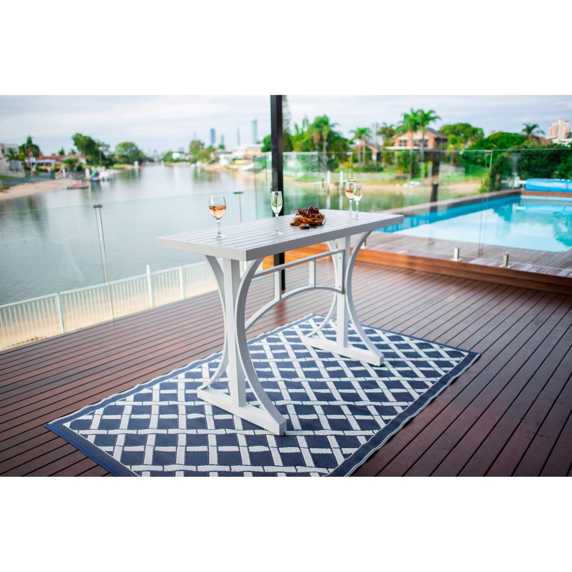 best-outdoor-furniture-Bergen Slat Moon BAR Table - Outdoor Bar Table (150x65x101H) WHITE