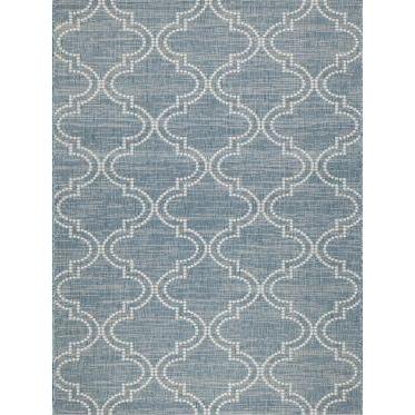 best-outdoor-furniture-Jinju Blue Trellis Polypropylene - Outdoor Rug