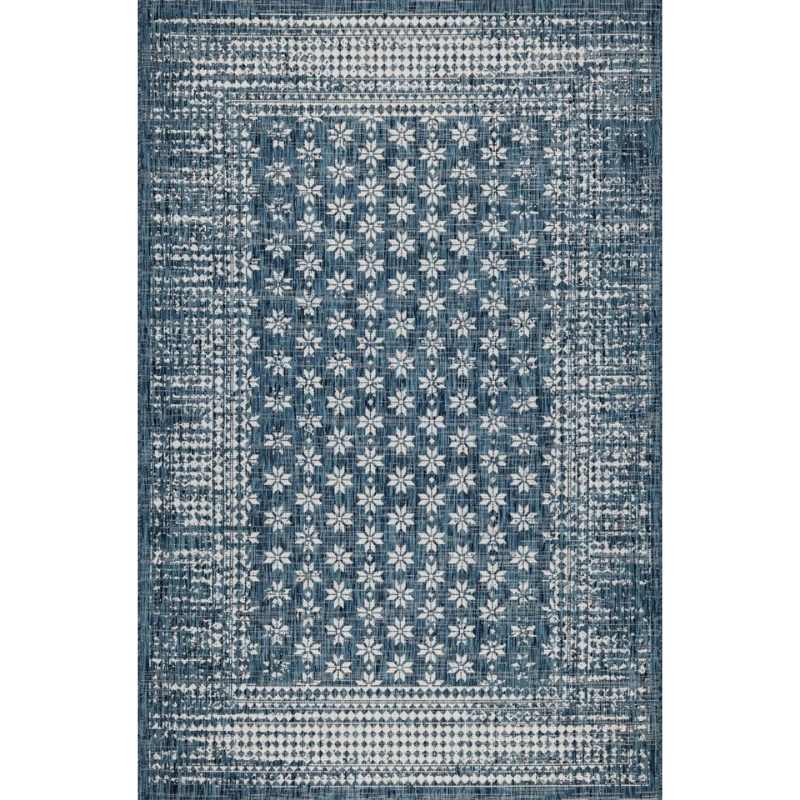 best-outdoor-furniture-Pearl Blue Floral Polypropylene - Outdoor Rug