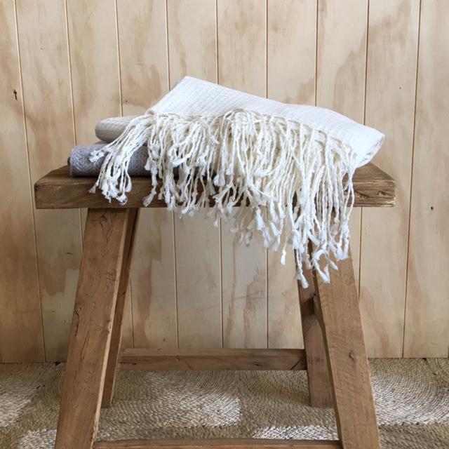 Throw Linen/Cotton Waffle Weave (Ivory)
